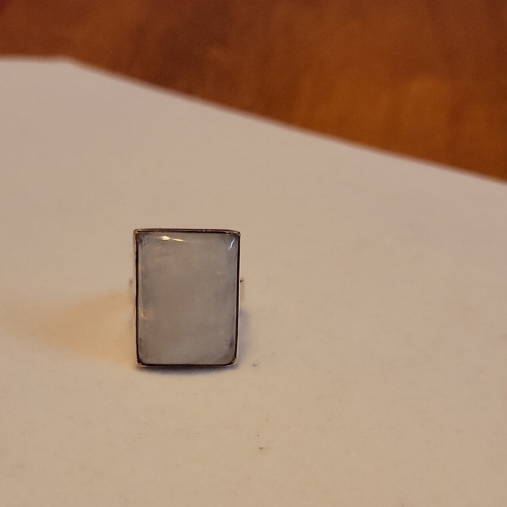 Elegant White Moonstone Rectangular Ring - image 1